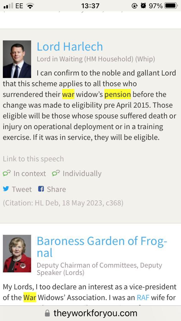 JudeHowcroft67's tweet photo. @AWMurrison @PoppyLegion @HouseofCommons Your hypocrisy knows no bounds. Back in May Lord Harlech said the ex-gratia payment announced by you in May was for all those who had surrendered their pension. What has changed? https://t.co/5eIjch4EW3