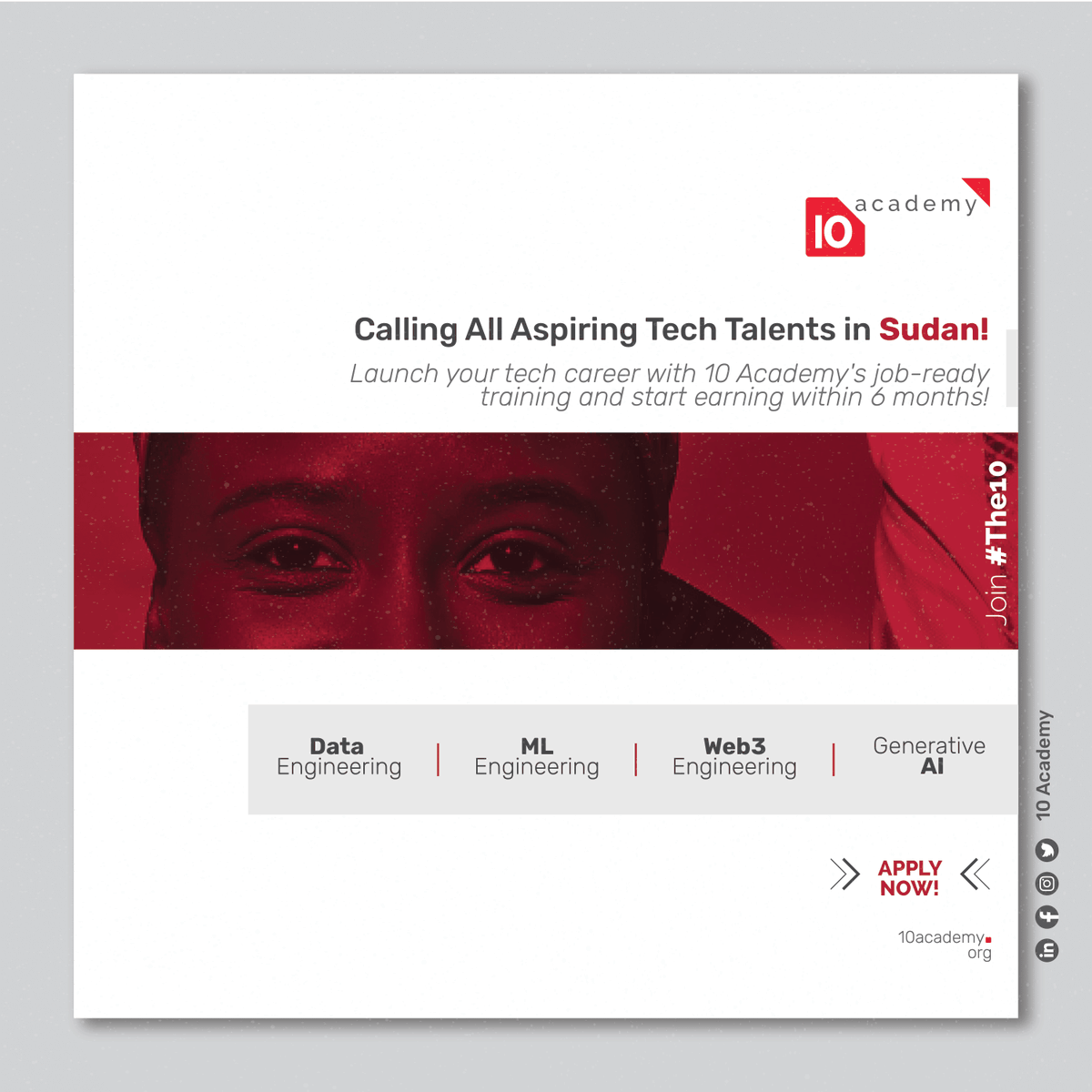 Calling all ambitious tech professionals in Sudan!

Ready to take your tech career to new heights? Join the ranks of successful alumni from Sudan and across Africa who have achieved remarkable success with 10 Academy's job-ready training.

Apply now 👇🏾👇🏾
10academy.org/learn-more