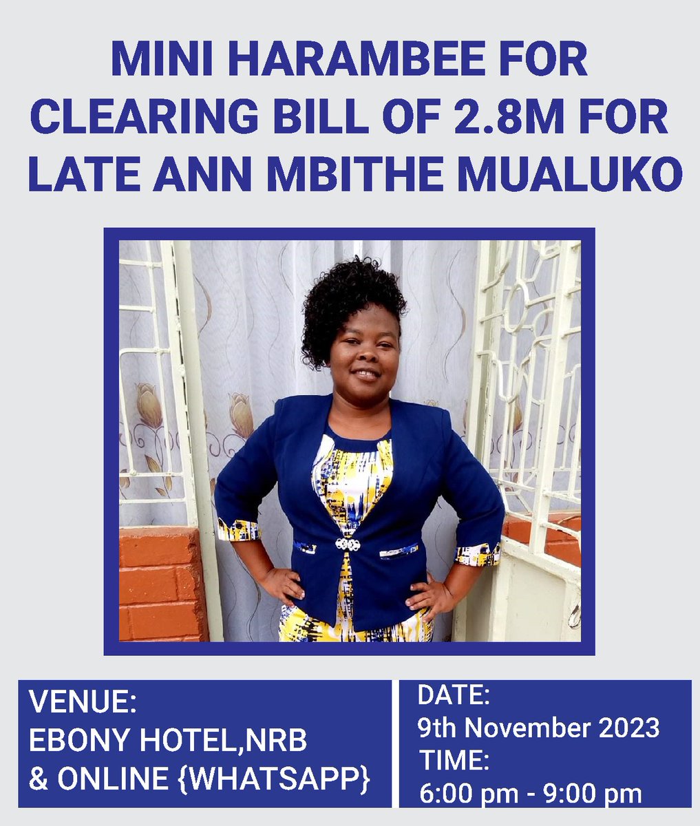sonkopatrick5's tweet photo. Come and bail us out
We need as a true friend
Today @6pm,Ebony Hotel next to the closed Tuskys supermarket opposite national archives,Nairobi city.
We will be glad to see you
#RIP_ANN🕊️🕊️ https://t.co/7OKfKETGJy