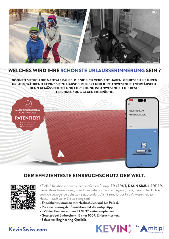 Zur Zeit treiben viele Einbruchsbanden aus Frankreich und Süd-/Osteuropa ihr Unwesen in der Schweiz. Die Polizei empfiehlt die Simulation von Anwesenheit. Wer auf Nummer sicher gehen möchte, kauft sich einen KEVIN vom Schweizer Techunternehmen Mitipi (mitipi.com).