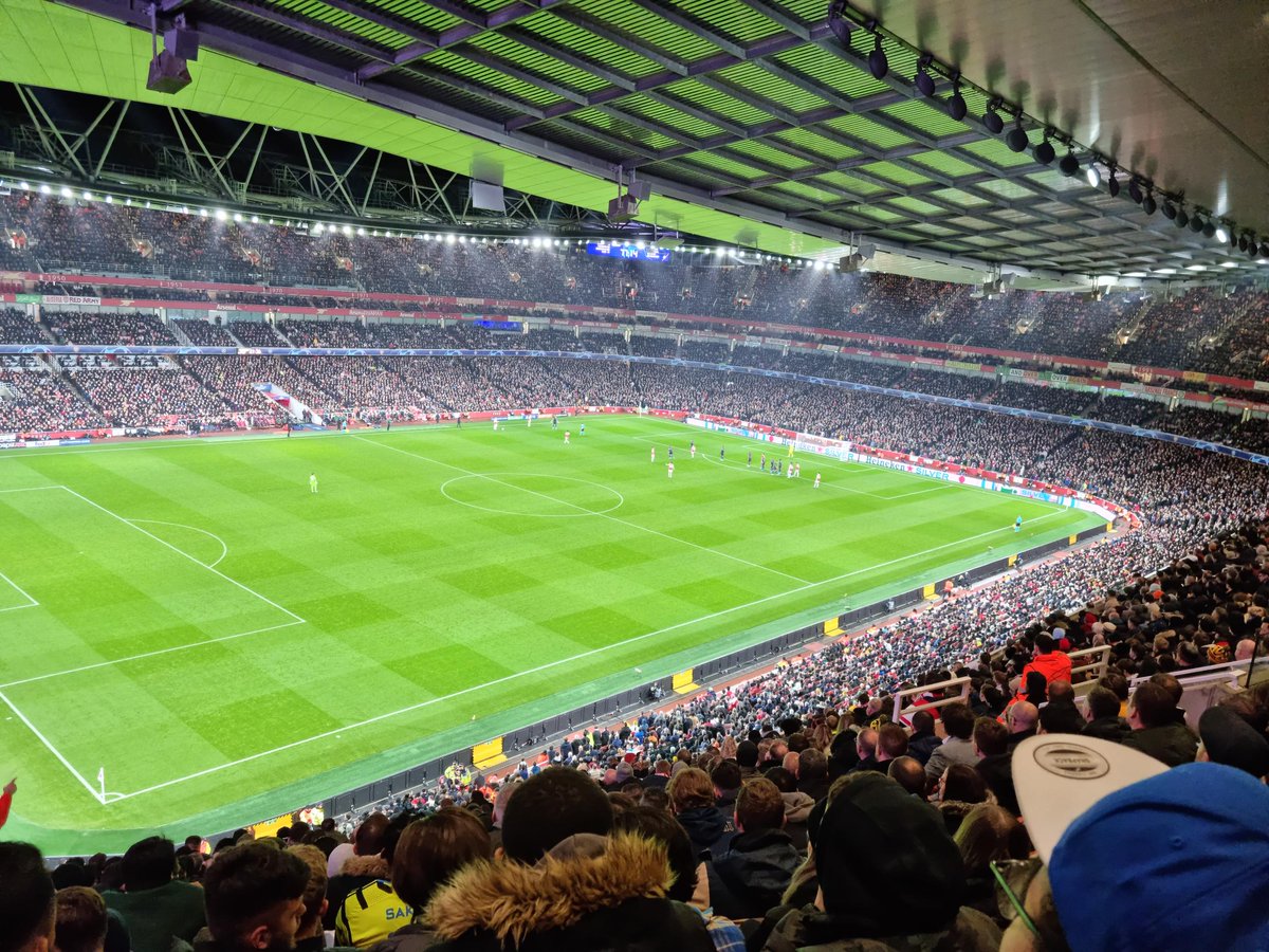 BloudMartin's tweet photo. Great evening watching the @Arsenal with @craig_cruzy and the boys, thoughts..

a) Martinelli - WOW
b) Rice, unbelievable live, proper player!
c) Saliba - Rolls Royce
d) Ramos has had his day, Sevilla are shite!

#ARSSEV #ChampionsLeague https://t.co/WqojhKofFl