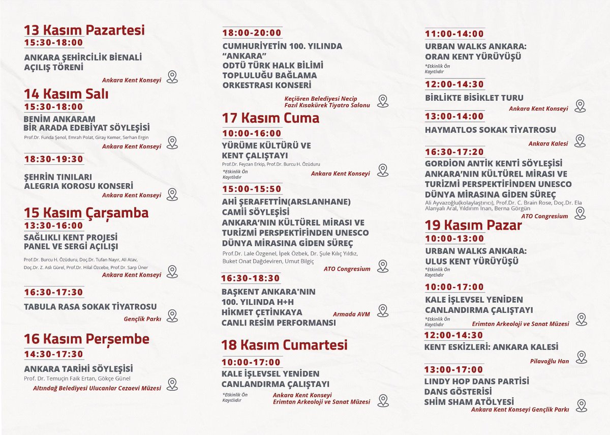 2023 Ankara Şehircilik Bienali başlıyor!
Bienal;
“Kentte Bir Arada:Kamusal Alana Dair Yeni Arayışlar” teması ile kamusal alanın yeniden tanımlanması ve kent kültürünün güçlendirilmesi için önemli bir platform sunacak.
İçerik görsellerde.
ilhantekelivakfi.org.tr
🗓️13/26 Kasım 2023