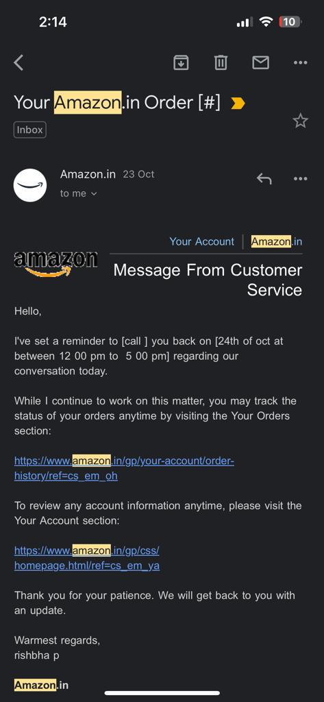 MidhaShaina's tweet photo. Ordered lunch boxes from @amazonIN  on 16th Oct, return pickup failed. They initially agreed to arrange another pickup, but now, after weeks of follow-up, they're refusing! Attached screenshots for proof. Their failure in the return policy is disappointing.
#customerservicefail https://t.co/R4EvISLeZC