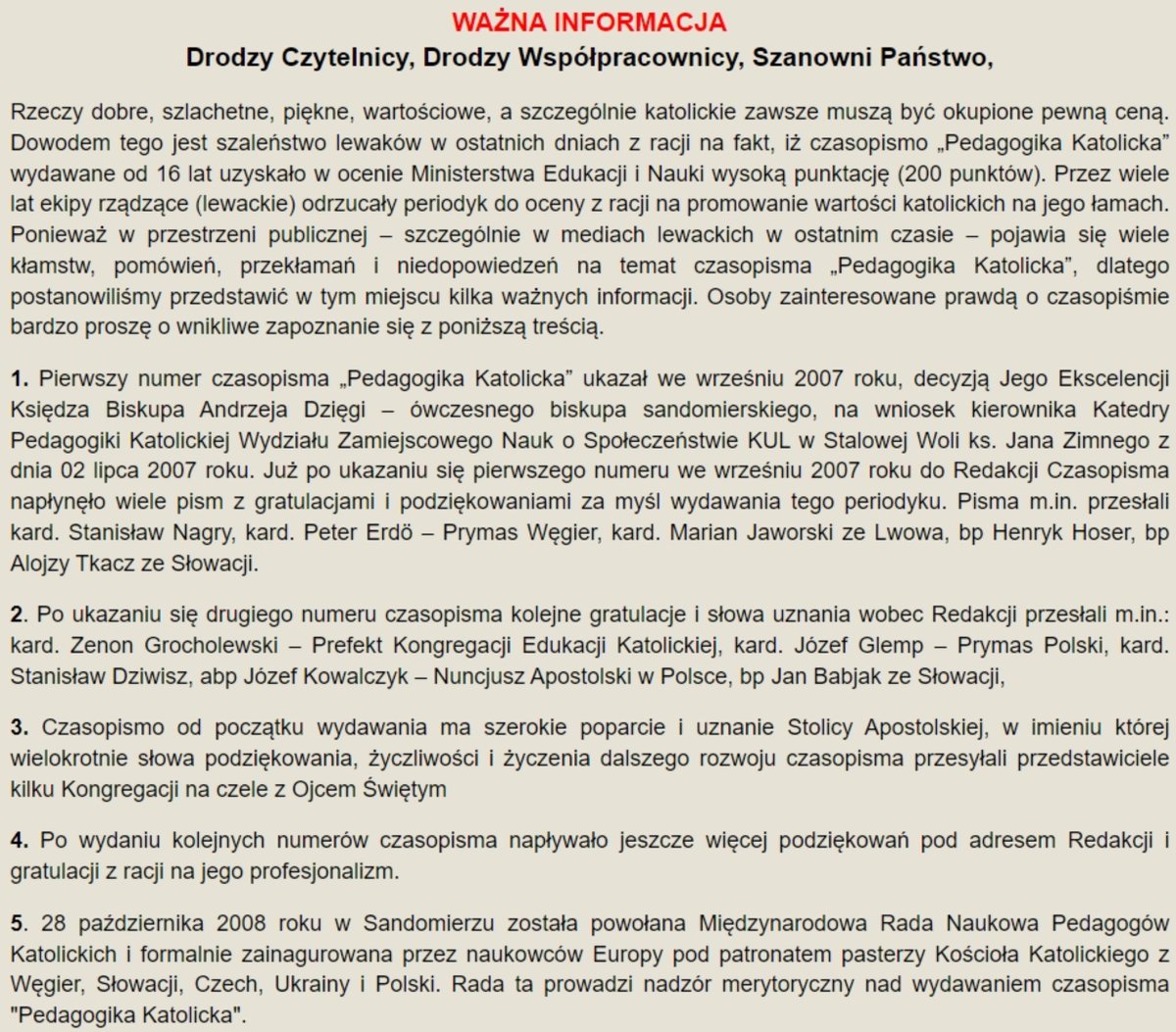 Czy redakcje Science i Nature dostały słowa podziękowania, życzliwości i życzenia dalszego rozwoju czasopisma od Ojca Świętego? #PedKat nie trzeba żadnych wskaźników wpływu (kto by tam się przejmował IF, SNR czy SNIP), jeśli otrzymaliśmy już gratulacje od naszych kolegów!