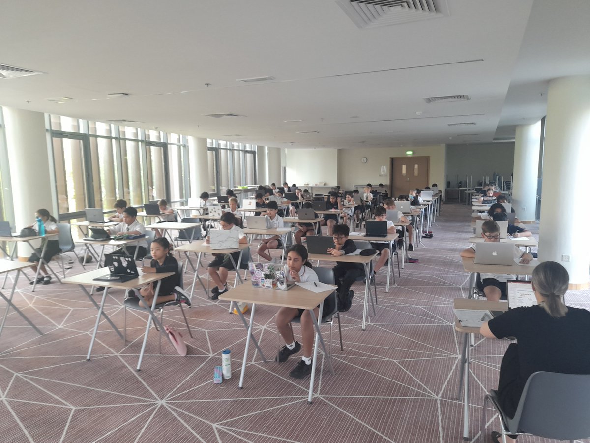 Rachel_MAGT's tweet photo. "We're going need a bigger room!" With around 120 pupils entering the #PrimaryMathsChallenge this year we had to run the event over 3 days to get everyone in. Thanks to the @Mathematical_A for providing another great challenge.  @HartlandMaths @HartlandIntl @Principal_HIS https://t.co/KmTVYBWVJu