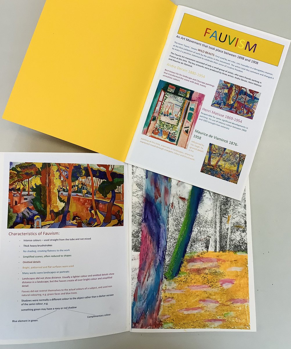 We’re using Y to show off some of our new yellow sketchbooks used for Art History! In Year 7 we start with the Renaissance and work our way through the years to around the Expressionist period studied in Year 9. 
#arthistory #ks3art #fauvism