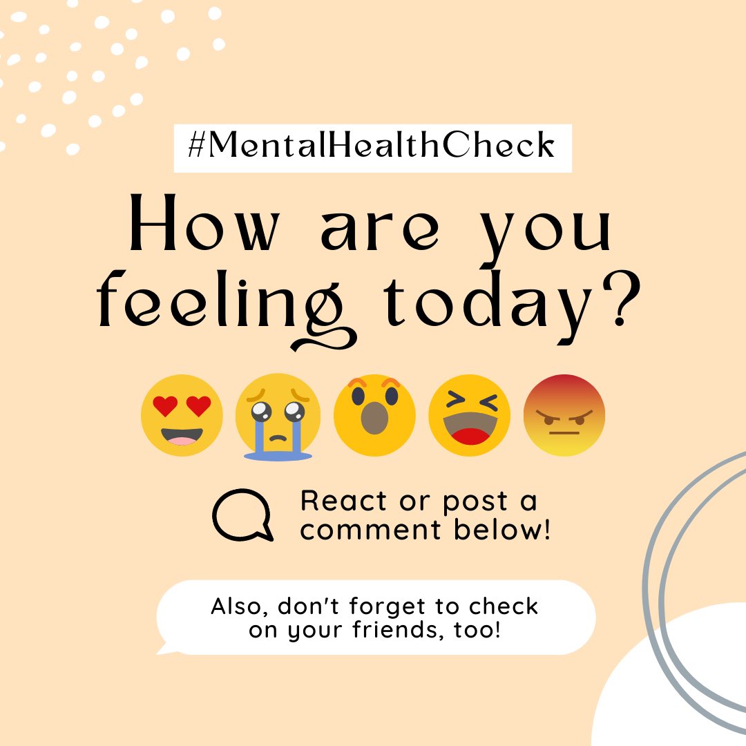 JustinDonne's tweet photo. So, how are you feeling today? Share your emoji in the comments below!
#EmotionalCheckIn #HowAreYouFeeling #PositiveVibesOnly #mentalhealth #mentalhealthawareness #selfcare #selflove #anxiety #mentalhealthmatters #depression #motivation #health #wellness #mindfulness #healing https://t.co/K2gGsoR8z0