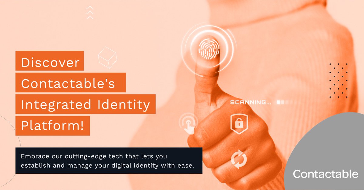 ContactableZA's tweet photo. Discover Contactable's digital identity platform!
Embrace our cutting-edge tech that lets you establish and manage your digital identity with ease. Enjoy a seamless, secure onboarding experience like never before!
#digitalidentity #innovation #secureonboarding https://t.co/NAHOlUjnSQ