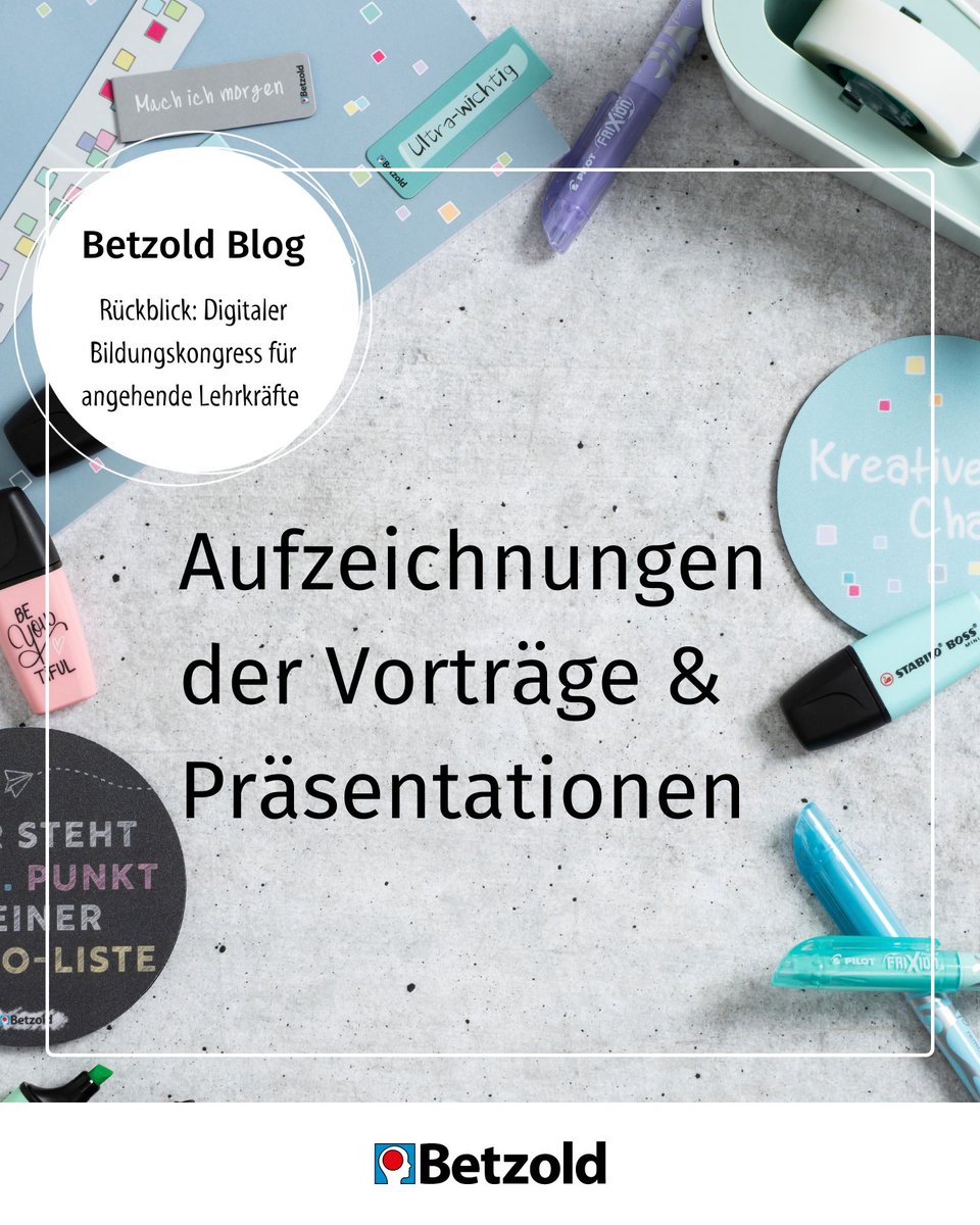 Habt ihr unseren digitalen Bildungskongress verpasst oder wollt nochmal einen Blick auf die Vorträge werfen? Kein Problem: Hier findet ihr die Aufzeichnungen und Präsentationen der Referentinnen:
👉 link.betzold.de/FHJC