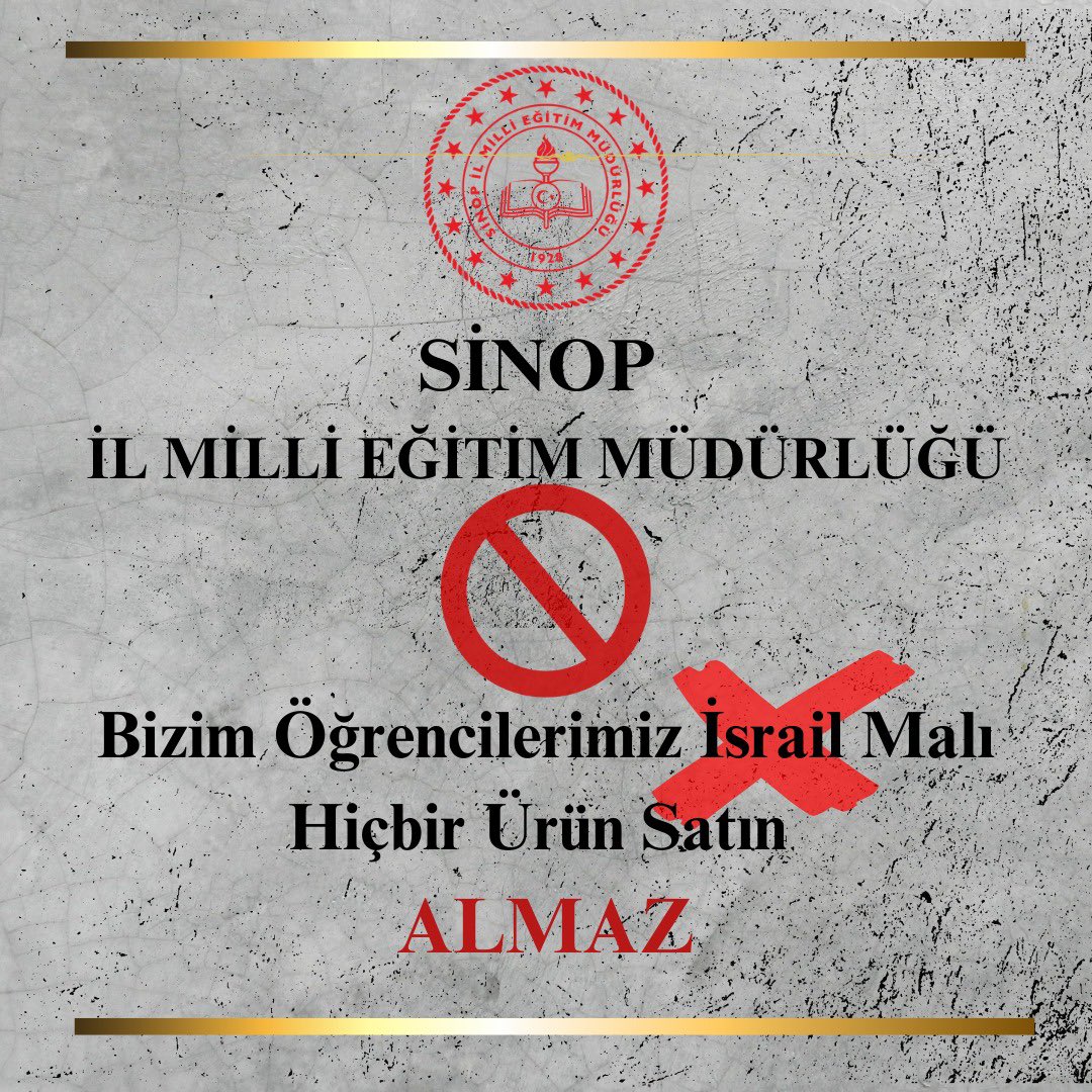 Sinop Milli Eğitim Müdürlüğü (@sinopilmem) on Twitter photo 🇵🇸🇹🇷
Sinop İl Milli Eğitim Müdürlüğü Olarak Boykotta Biz De Varız.
<a href="/tcmeb/">Millî Eğitim Bakanlığı</a>
@cebeci26 🇵🇸🇹🇷
Sinop İl Milli Eğitim Müdürlüğü Olarak Boykotta Biz De Varız.
<a href="/tcmeb/">Millî Eğitim Bakanlığı</a>
@cebeci26