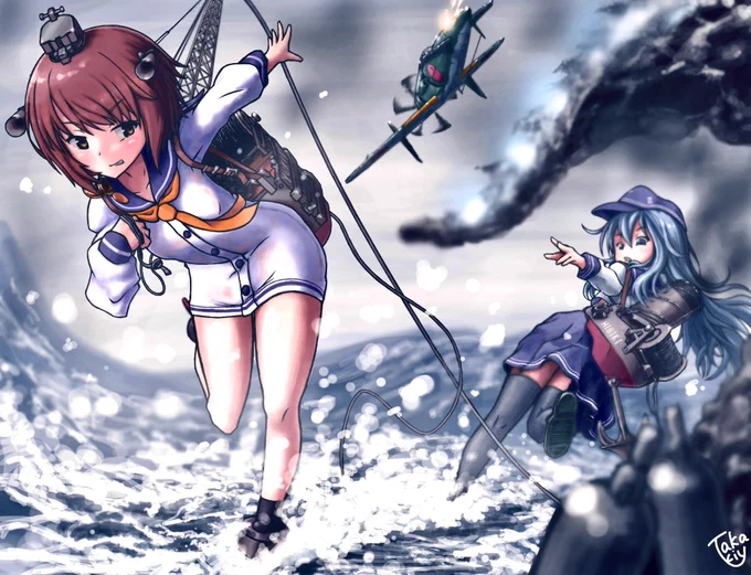 #艦これ #ゴジラマイナスワン  雪風と響…そして震電、ゴジラと戦う姿はとても素晴らしかった…