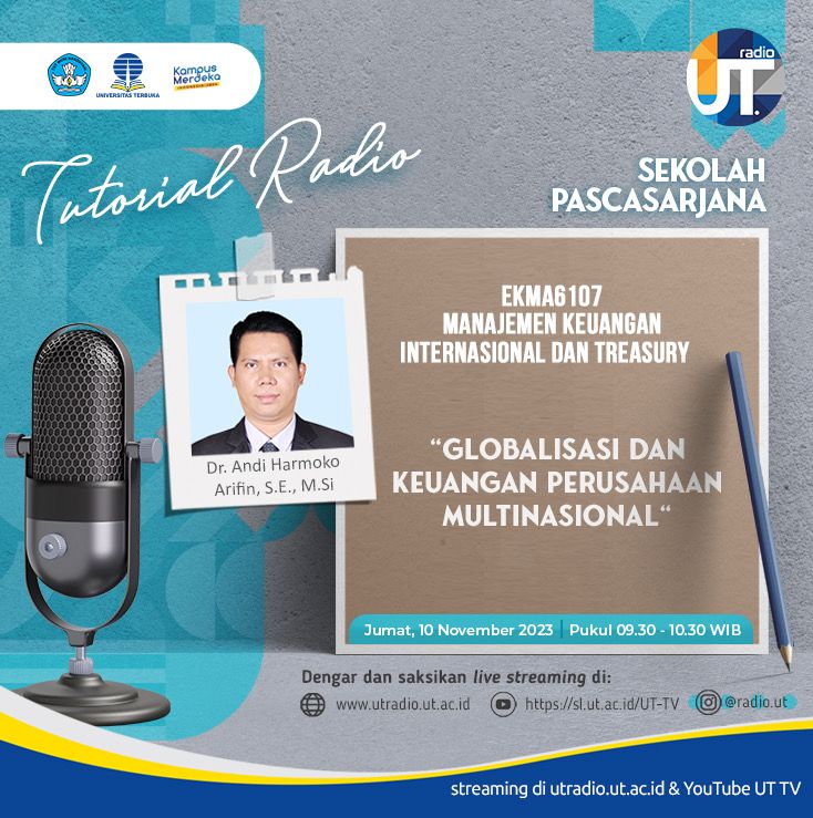 UnivTerbuka's tweet photo. Jumat, 10 Nov'23 pkl 09.30-10.30 WIB, UT Radio https://t.co/Tryu6mtOaf & https://t.co/dWrAMntnO7 menyiarkan #TutorialRadio SPs "Globalisasi dan Keuangan Perusahaan Multinasional".
Bertanya ke DM IG @ radio.ut
#UniversitasTerbuka #UTRadio #UT_TV #Globalisasi #KeuanganPerusahaan https://t.co/jCaHhfRk7a