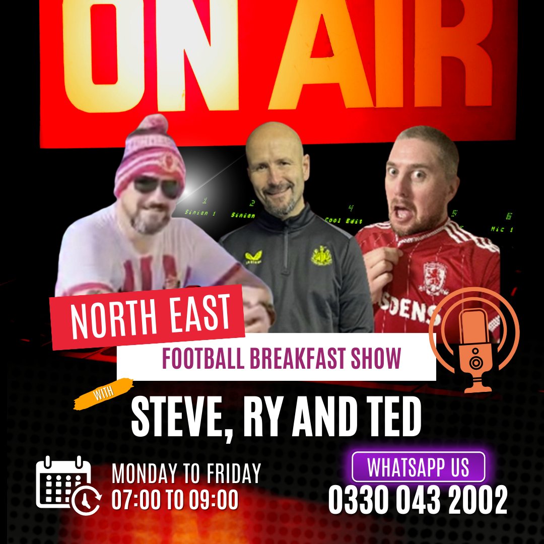 Live Today 7-9am talking #NUFC #MFC #SAFC with @inrictus and Ted thetoonuk.com