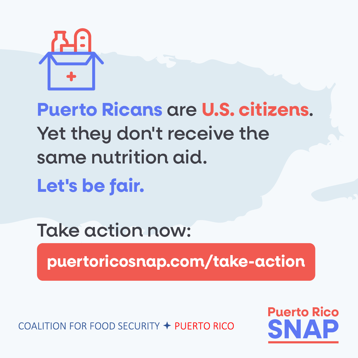 PuertoRicoSNAP's tweet photo. Did you know that Puerto Ricans are U.S. citizens? As such, they should be included in SNAP that benefits all other Americans. Let's be fair.

Take action here!  https://t.co/OJGdzaPEmb

#PRNAPtoSNAP #FoodEquityForPuertoRico #FarmBill2023 https://t.co/s6uKRUrwbF