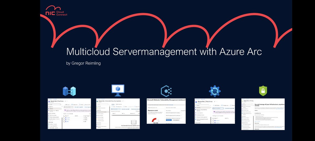 GregorReimling's tweet photo. After a great #Nicconference evening I looking forward to my session about multicloud server management with #Azure #Arc.
Hope to see many of you at 9:50 in room 2 😀
#nic2023 https://t.co/W7354Ihi0a