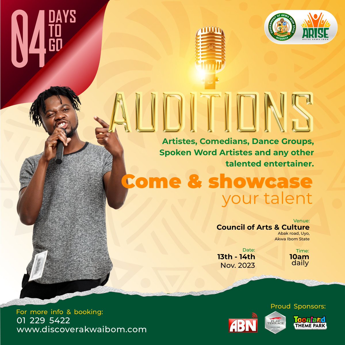 IbomTelegraph's tweet photo. Audition Alert: 4 Days Left to Showcase Your Skills at Ibom #ChristmasUnplugged! Link up!!!! https://t.co/Y51R2fGIFH