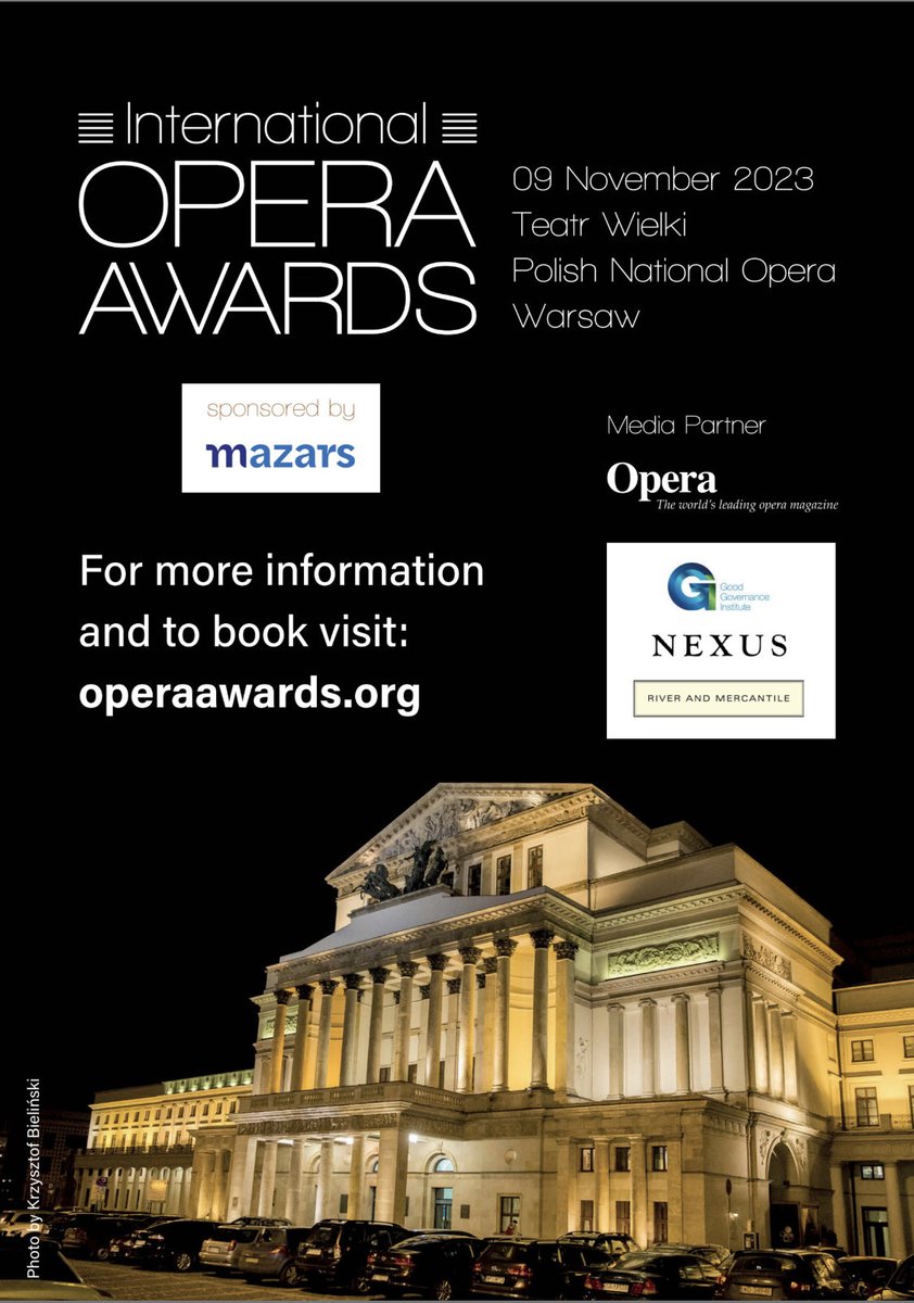 Today’s the day! If you’re not in Warsaw for ⁦<a href="/TheOperaAwards/">The Opera Awards</a>⁩ tonight, don’t forget you can join us LIVE from ⁦<a href="/Opera_Narodowa/">Opera Narodowa</a>⁩ via ⁦<a href="/OperaVision_eu/">OperaVision</a>⁩ at 19h CET.