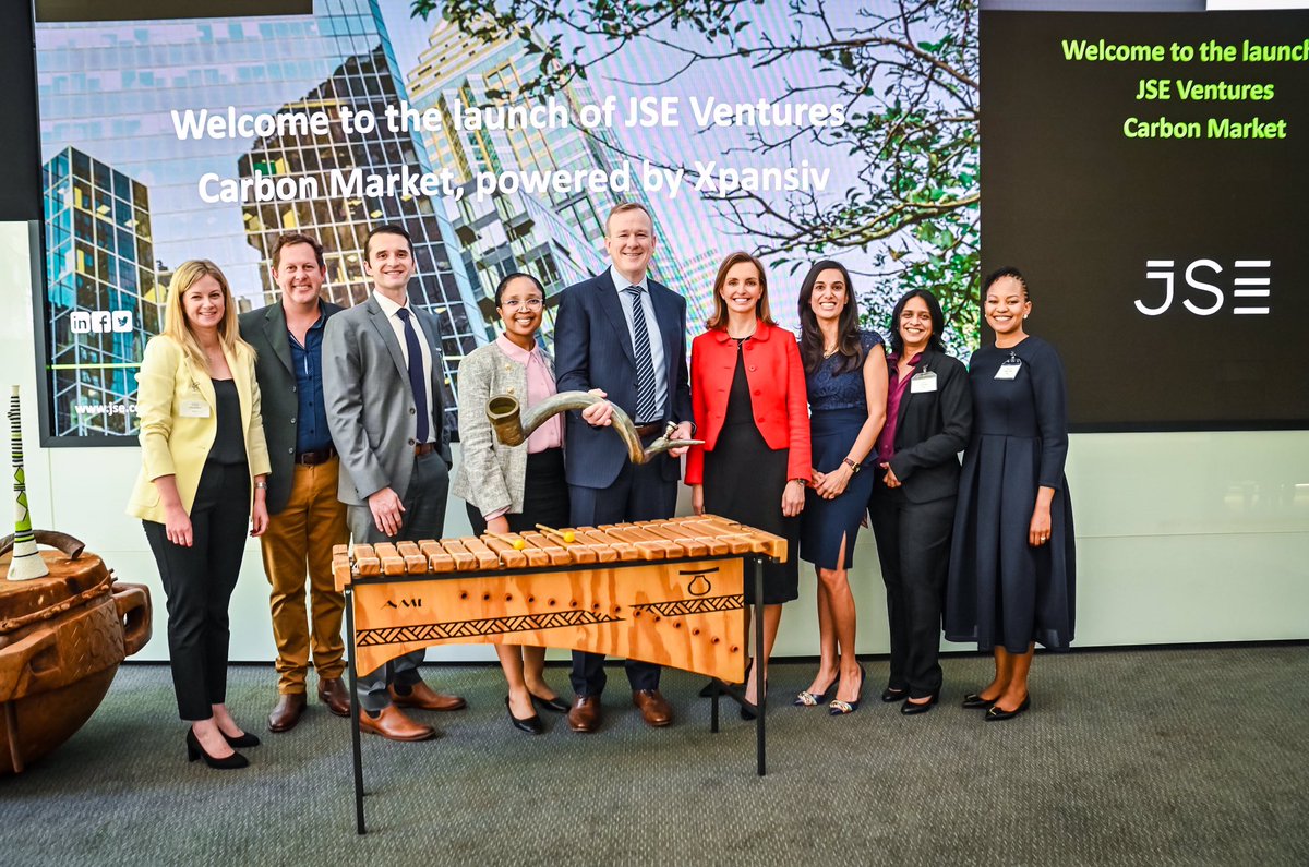 JSE_Group's tweet photo. The market is now open as we celebrate the launch of JSE Ventures Carbon Market.
@Xpansiv
#JSEMarketOpen https://t.co/sx8ZKVBYDS