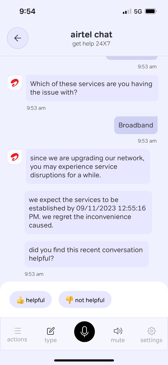 JamiNavya's tweet photo. @airtelindia Our broadband is down since 2 days and no action is being taken even with multiple requests on the Airtel App. There is no way to contact the technician to fix it. They just keep delaying the fix. Please take action. https://t.co/zqxgbpif4p