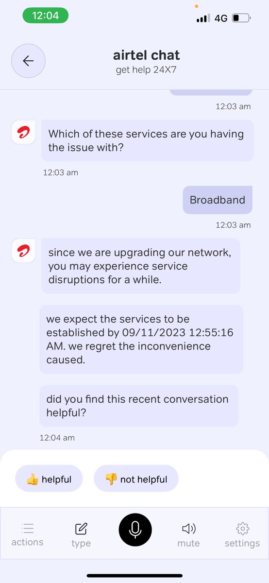 JamiNavya's tweet photo. @airtelindia Our broadband is down since 2 days and no action is being taken even with multiple requests on the Airtel App. There is no way to contact the technician to fix it. They just keep delaying the fix. Please take action. https://t.co/zqxgbpif4p