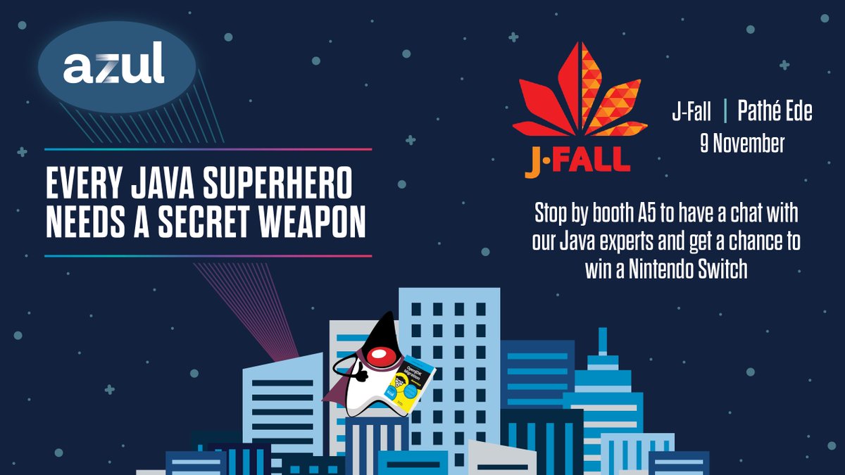 AzulSystems's tweet image. Meet the Azul team today at #Jfall 2023! We're at booth A5, ready to answer your questions on the benefits of the Azul Platform and show you some key findings from our #StateOfJava report. Don't miss the conference party we sponsor today from 17:45 CET! #NLJUG #java #Netherlands
