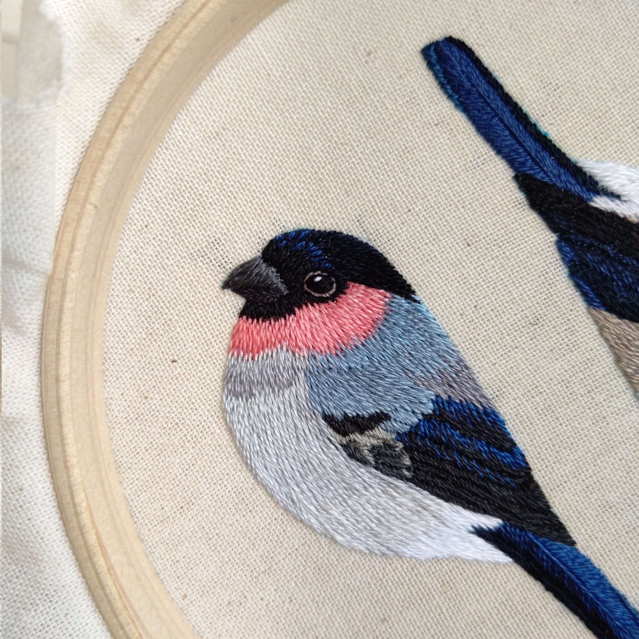 刺繍  鳥と風景画  長羽織