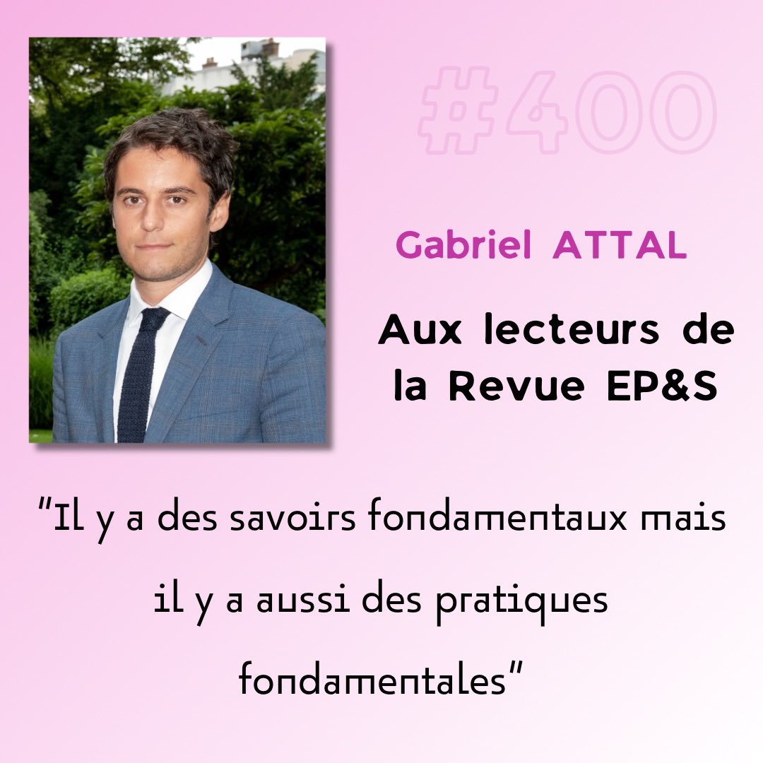 À l’occasion de notre numéro 400, <a href="/GabrielAttal/">Gabriel Attal</a>, Ministre de l’Education Nationale a accepté de nous accorder sa première interview au sujet de l’EPS à l’école.
Un échange à retrouver dans son intégralité dans notre nouveau numéro!