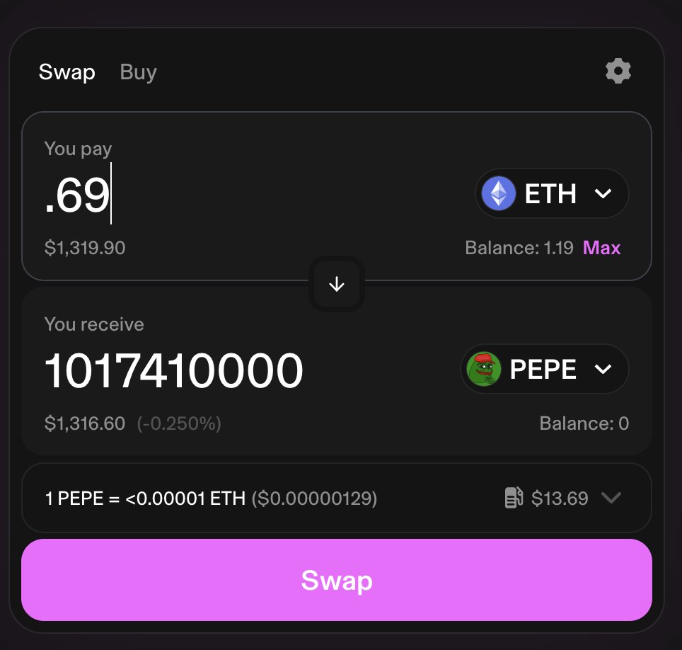 .69 ETH and you are a PEPE billionaire

for the culture🐸