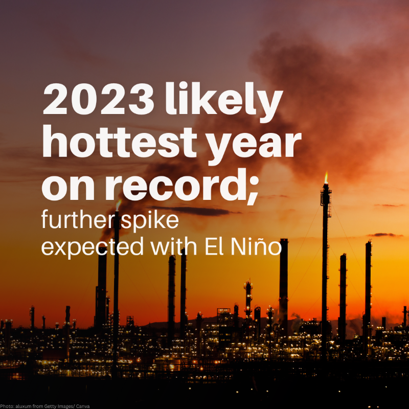 UNEP's tweet photo. 2023 is on track to be the hottest year on record, with October shattering temperature highs, according to @WMO.

El Niño's warming grip is expected to persist until at least April 2024, further intensifying the heat.

#ClimateAction NOW.
