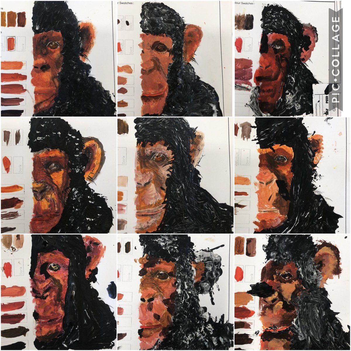 CynffigArtists's tweet photo. More amazing monkey acrylic paintings created by learners in 8C and 8F! https://t.co/nJWiXLf7Mg