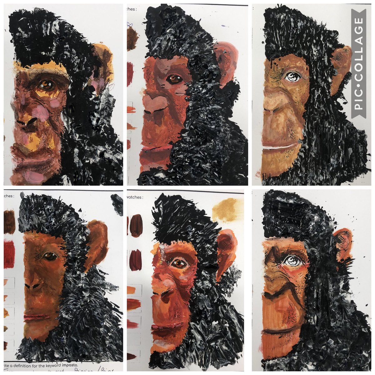 CynffigArtists's tweet photo. More amazing monkey acrylic paintings created by learners in 8C and 8F! https://t.co/nJWiXLf7Mg