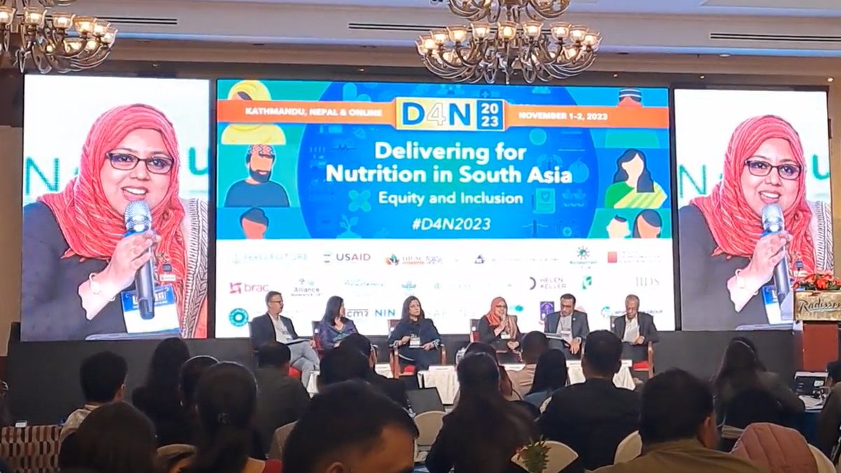 Inspiring insights from @SaiqaSiraj our #Bangladesh Country Director at #D4N2023 urging South Asian countries to rethink equity & inclusiveness using data-driven evidence and to focus on urban nutrition for the high-need communities. @IFPRISAO