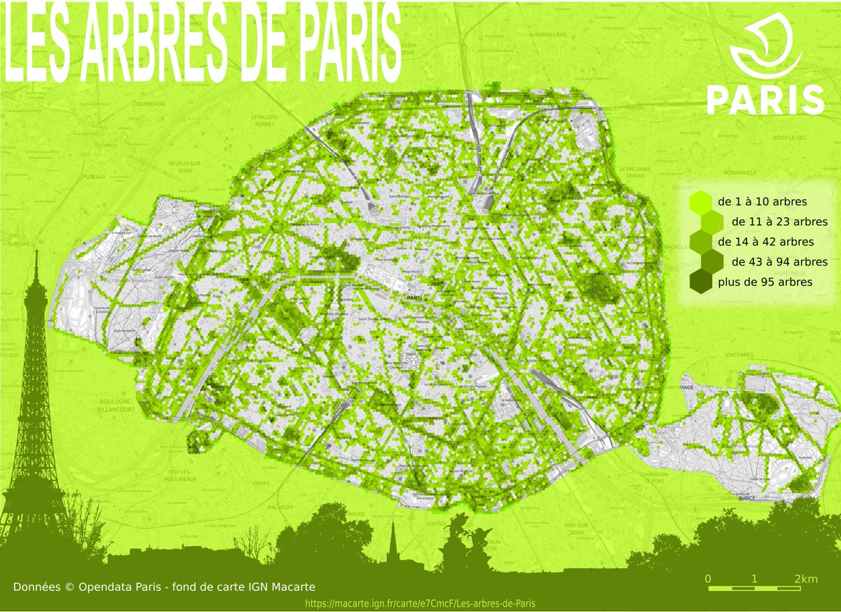 jmviglino's tweet photo. #30DayMapChallenge day 9: Hexagons ⬡
🌿🌳Trees of @Paris ⬡ in hexagons ⬢ #hexbin🌲 #Macarte @opendataParis
🗺️online map➡️ https://t.co/CDQhzT5dHb https://t.co/CveOZ06umL