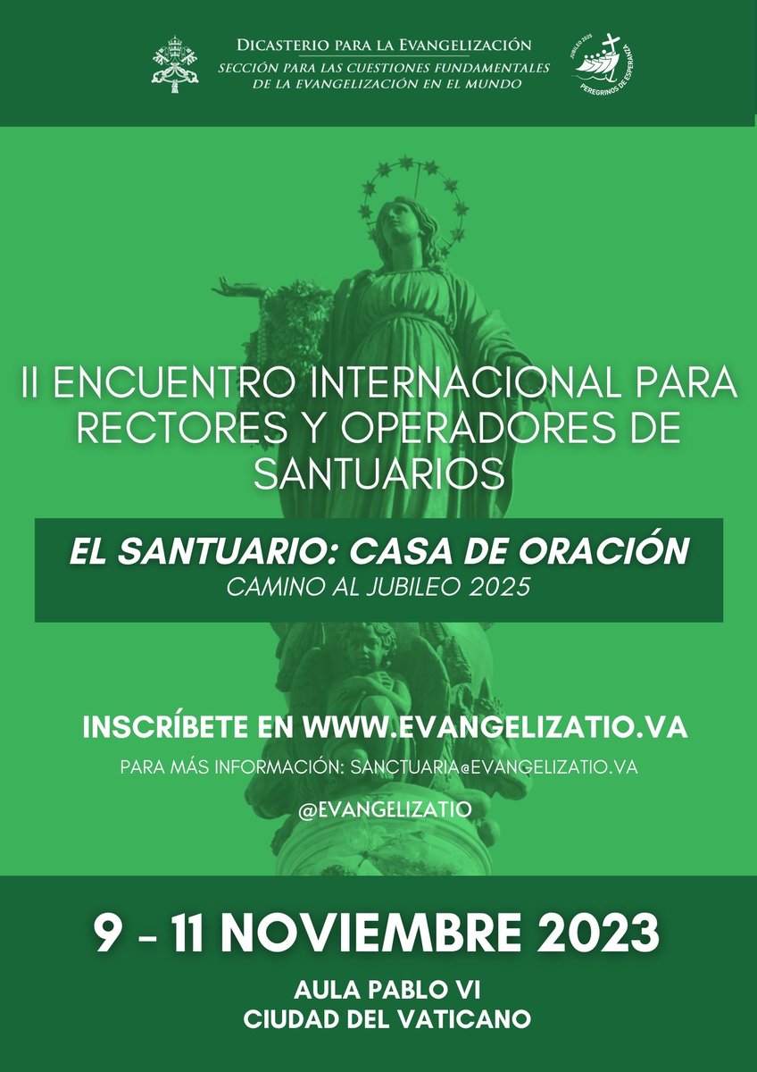 Evange_es's tweet photo. 📷Comienza hoy, en el Aula Pablo VI, el II Encuentro Internacional de Rectores y Colaboradores de Santuarios con 600 participantes de todo el mundo. El evento de tres días, en preparación para el #Jubileo2025, concluirá el sábado 11 con la audiencia con el #PapaFrancisco. https://t.co/E5OCDAItyN