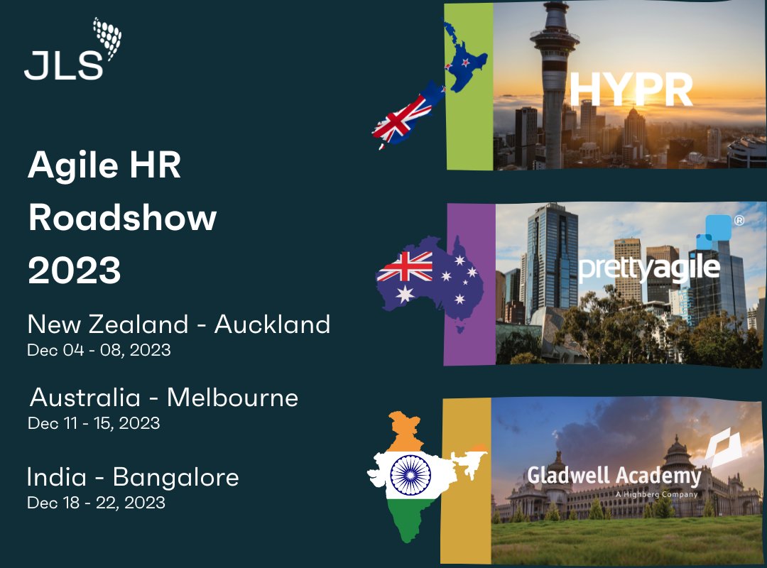jls_llc's tweet image. Agile HR APAC Roadshow Dec 4 to 22

🇳🇿Auckland (Dec 4-8) w/ @HyprNZ
🇦🇺Melbourne (Dec 11-15) w/ @PrettyAgileCo 
🇮🇳Bangalore (Dec 18-22) w/ @GladwellIndia

🔍Featuring Agile #HR expert @FabiolaEyholzer for deep dives, networking, and valuable insights.

 #AgileHR #AgileHRRoadshow