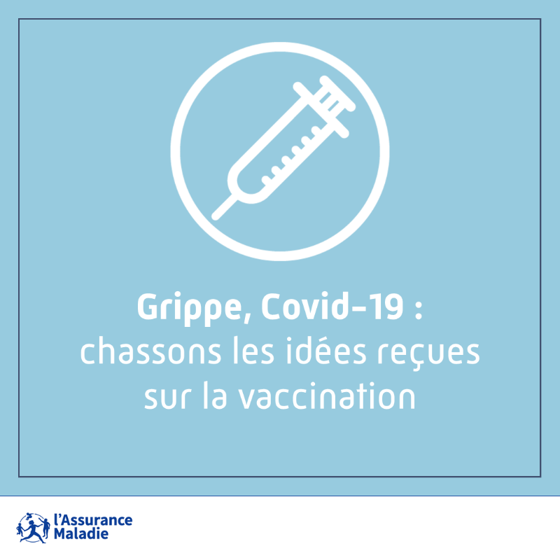 Assur_Maladie's tweet photo. #VaccinGrippeEtCovid19 │Chassons les idées reçues sur la vaccination de ces deux virus.  💡 

Voir le thread ⤵️

#NeChoisissezPas