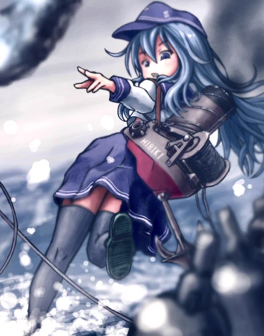 個人的に今回はこの振り返ってる響ちゃんが上手く描けたかなぁと遠近感を出すためにぼかしを入れたのですが、上手くいきましたね 