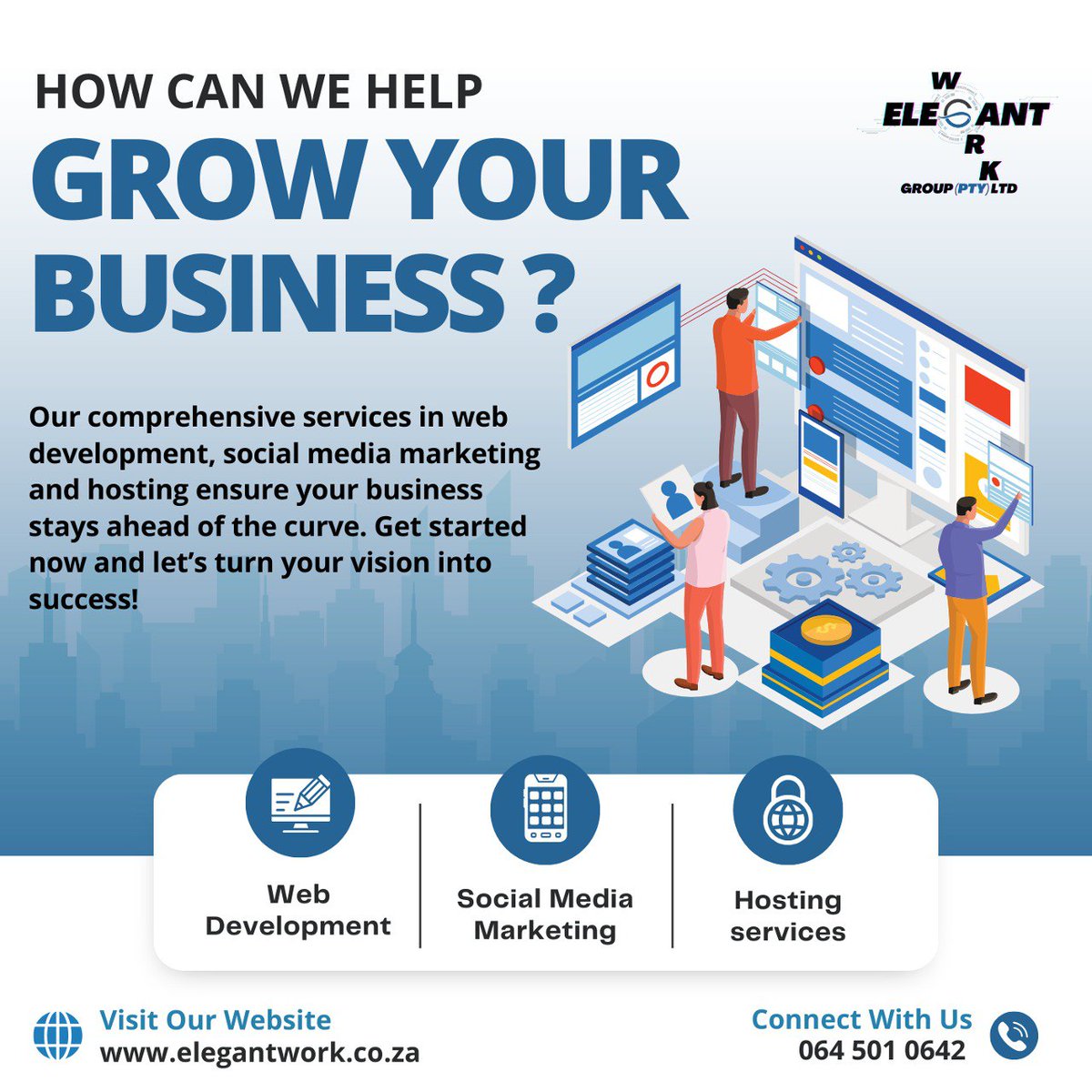 ElegantWork_G's tweet image. Unlock the Power of Growth with Us! 

Ready to take your business to the next level? We’ve got you covered with a suite of services designed for your success.

064 501 0642 
Elegantwork.co.za

Your success story starts here. Reach out today!  #ElegantWork #BusinessGrowth