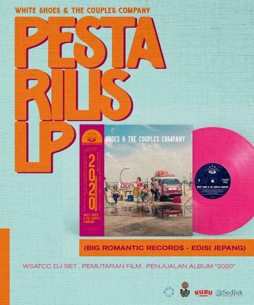 PESTA RILIS LP "2020" (BIG ROMANTIC RECORDS - EDISI JEPANG)

KAMIS, 9 NOV 2023 / JAM 16.00 - 23.00
GUDSKUL EKOSISTEM
JL. DURIAN RAYA 30A, JAGAKARSA,
JAKARTA SELATAN
16.00 – 23.00

WSATCC DJ SET
17.00