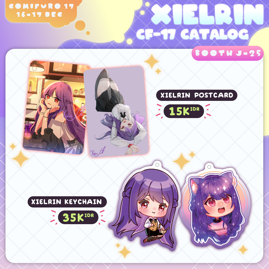 xielrin's tweet photo. ✧.*[XIELRIN MERCHANDISE CATALOGUE]✧.*

Comifuro 17 #comifuro17
Merch Xiel akan hadir di CF17, 16-17 December 2023‼
Booth J-52 working with @_CatParadise 

k-kalian bakal beli khaann ? >=< Xiel ga open PO jd purely ots huhuu yg mau nitip di bungkusin dlu mungkin bisa dm dm~ https://t.co/pSbHtl3uai
