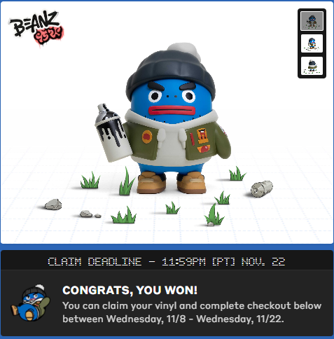 Man, I never win so I'm loving this.  I have already dusted a little spot on my desk perfect for Gus.   Cheers <a href="/Azuki/">Azuki</a> <a href="/BEANZOfficial/">BEANZ</a>