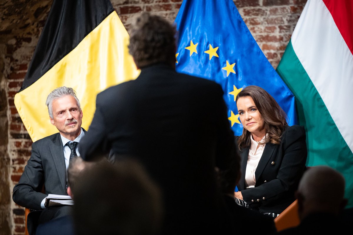 KatalinNovak_HU's tweet photo. In Brussels, too, there is a growing understanding of the need to take action against a demographic ice age. Under the auspices of the @EgmontInstitute, I spoke about our goal in Hungary to ensure that the children their parents desire to have can be born. https://t.co/yVrlkq2cAF