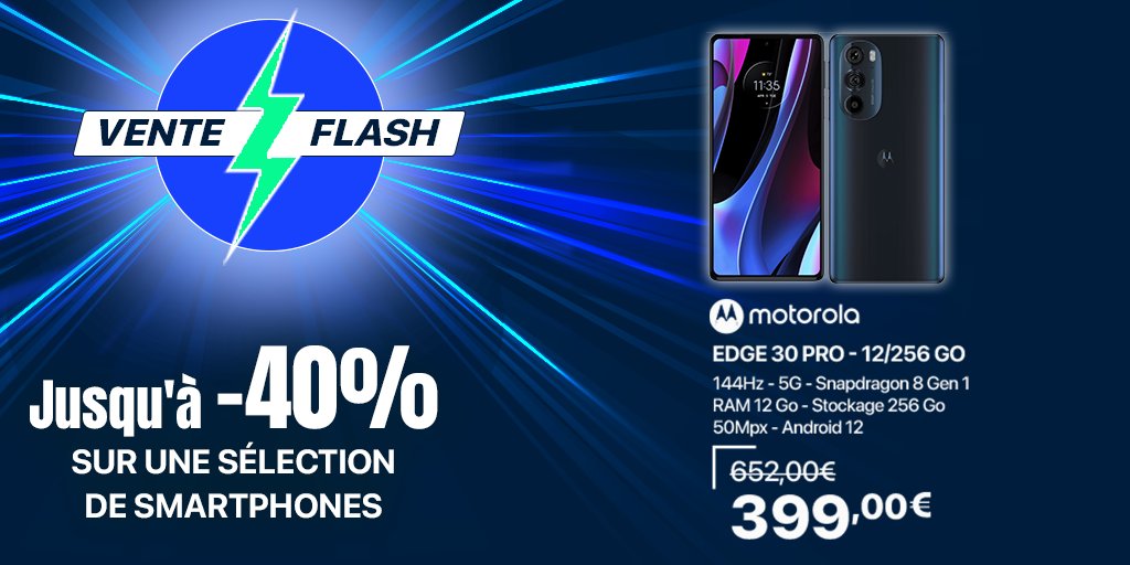 rueducommerce's tweet image. Nouvelle semaine de #VenteFlash chez @rueducommerce, jusqu'à -40% sur une sélection de Smartphone ! ⚡️

➡️ bit.ly/47ndCvk ⬅️