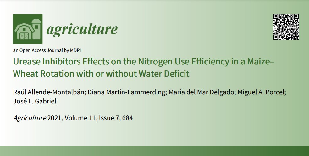 AgricultureMdpi's tweet image. #AgricultureMdpi – Editor's Choice Article

Urease Inhibitors Effects on the Nitrogen Use Efficiency in a Maize–Wheat Rotation with or without Water Deficit
by Raúl Allende-Montalbán et al.

Link: doi.org/10.3390/agricu…
#sustainablecroppingsystems #nitrateleaching