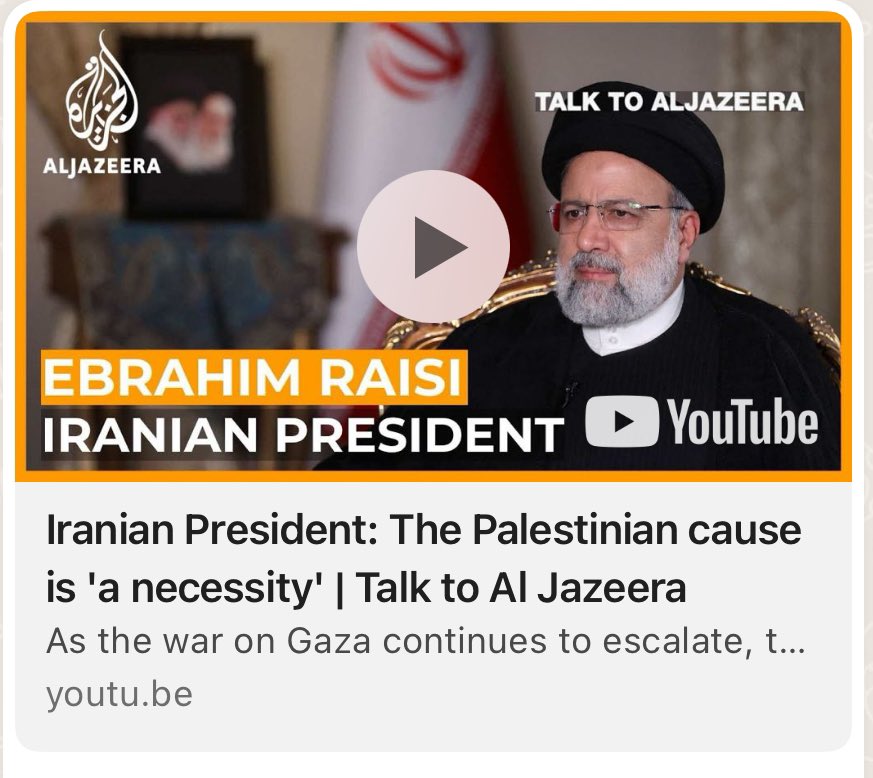 🔴 My interview with the Iranian president ... English version
<a href="/AJEnglish/">Al Jazeera English</a> 
<a href="/TalktoAlJazeera/">Talk to Al Jazeera</a> 
<a href="/Luis3RG/">Luis A. Quiroz-García</a> 

📍Interview link
👇👇
youtu.be/0TQeaioKGuM?si…