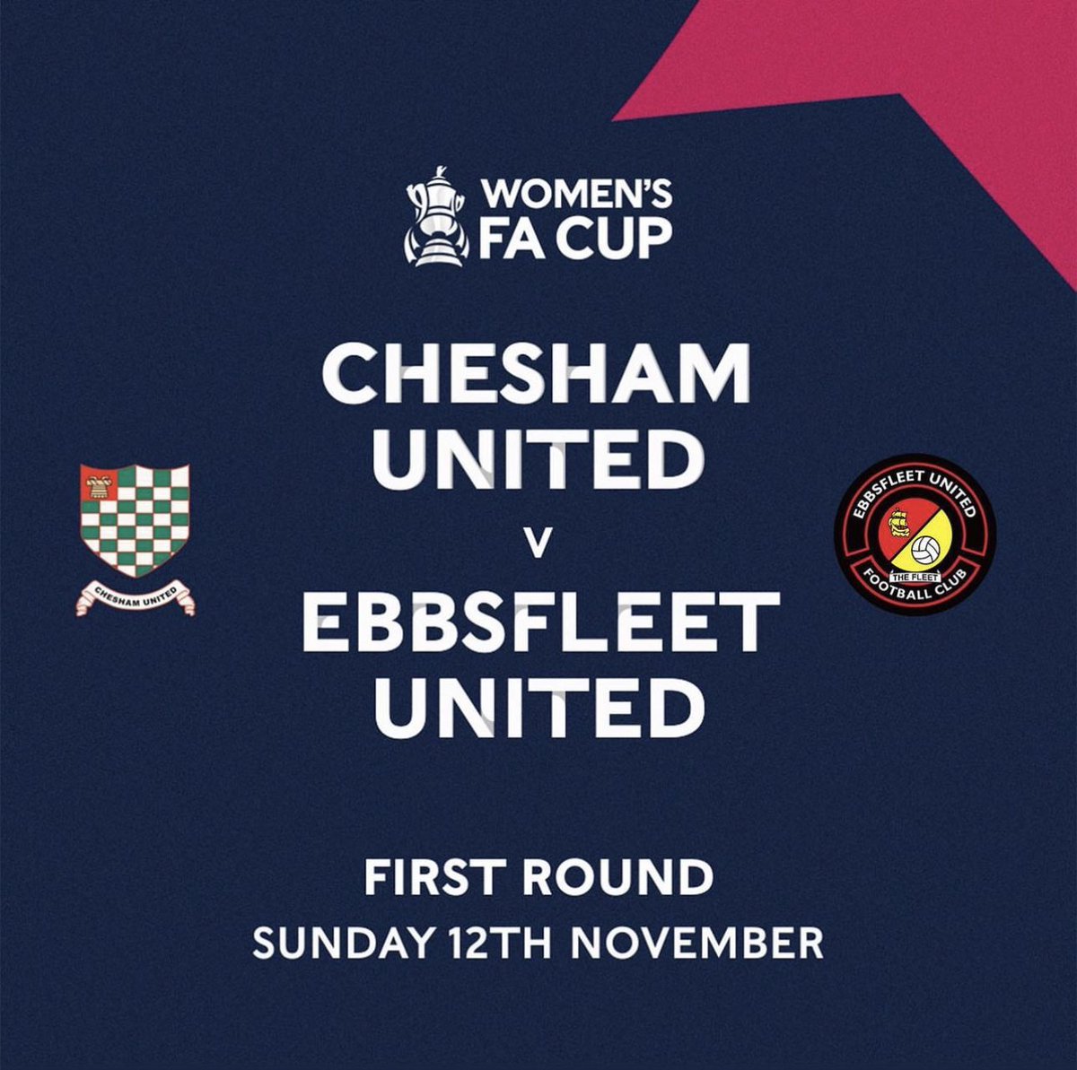 3 days to go until our @FACupWomens fixture. ** Note a slightly earlier kick off - game on at 1:00 **. Entry through the @Chess_Suite @EbbsfleetWomen