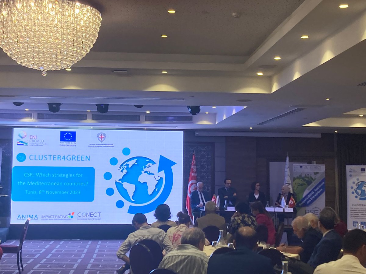 cluster4green's tweet photo. The @Conect__Tunisie organized a  #Conference on #Corporate #Social #Responsibility #CSR as part of the  Cluster4Green project, implemented by @ENICBCMed Programme financed by the European Union

#ONEMED #MEDNOW #GOMED https://t.co/kgIuYXPKXB