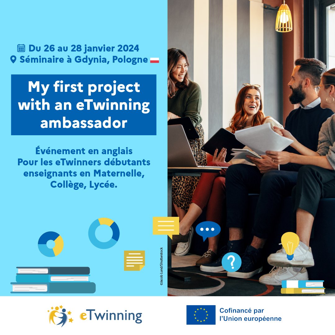 eTwinning_Stras's tweet photo. Débutant(e) dans les projets #eTwinning ? Participez à un projet tutoré par 2 ambassadeurs eTwinning ! 
Les candidatures pour le séminaire eTwinning "My first project with an eTwinning ambassador" à Gdynia (Pologne) sont ouvertes !
👉 https://t.co/DtHpxyaaI5 https://t.co/dUMrTJ1fGB