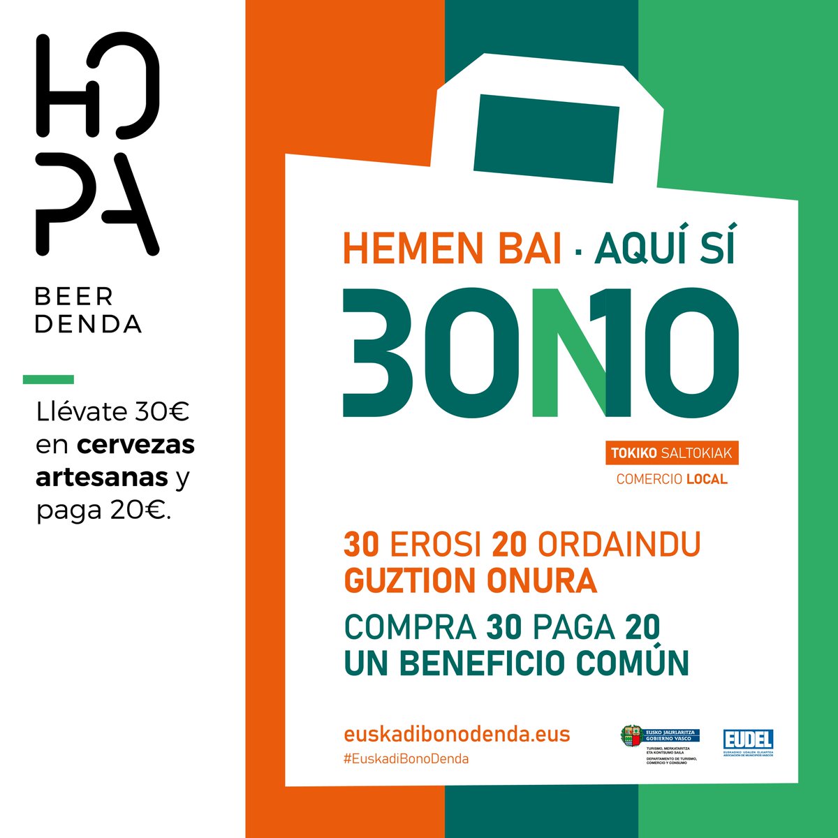 ¡Están volando los #EuskadiBonoDenda!⁣⁣

🍺 Pagas 20€ y te llevas cervezas por 30€
5⃣ 5 bonos máx. persona (hay que presentar DNI)⁣⁣

Compra tu #cervezaartesana en Hopa con descuento y apoya al #comerciolocal

Hasta el 5/12 (o hasta agotarse)

#Km0 #Donostia #CraftBeer