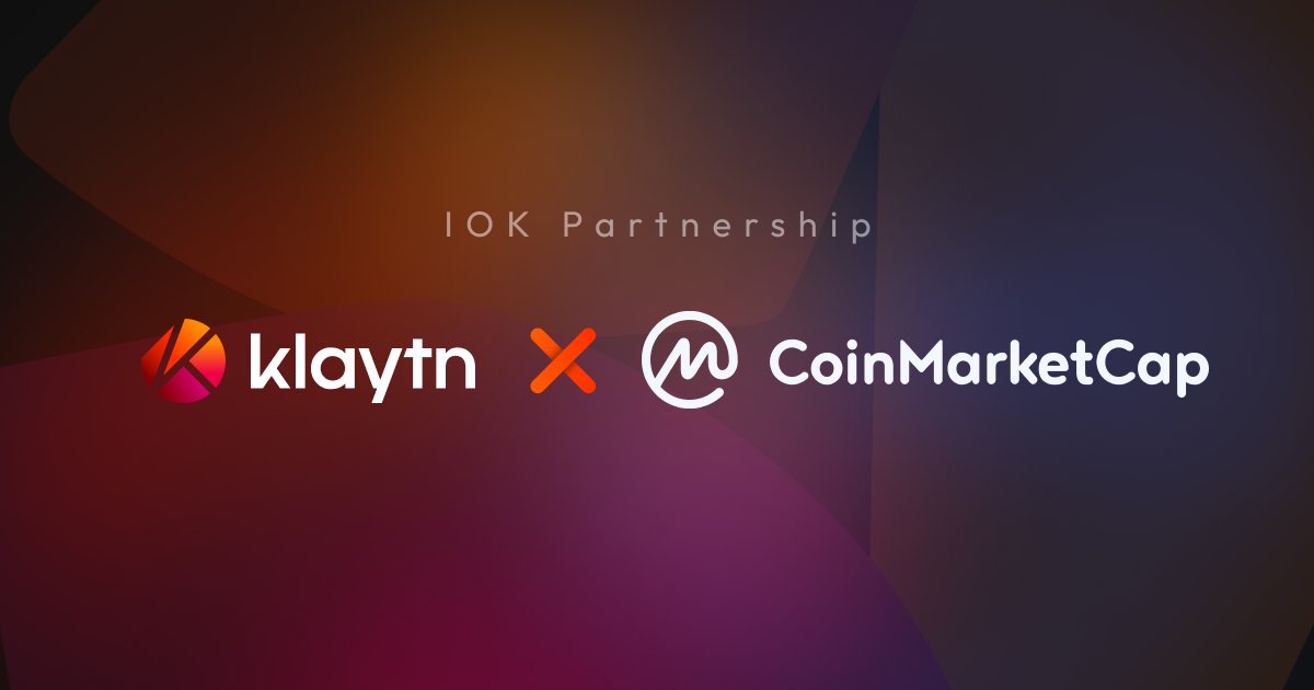 🚀We're proud to welcome @CoinMarketCap as our latest #KlaytnIOK partner! A data aggregator giant since May '13, bringing trusted price feeds, news, and a vibrant social community platform to #Klaytn's DApps. 📈💬#CMCLabs #DataAggregation
